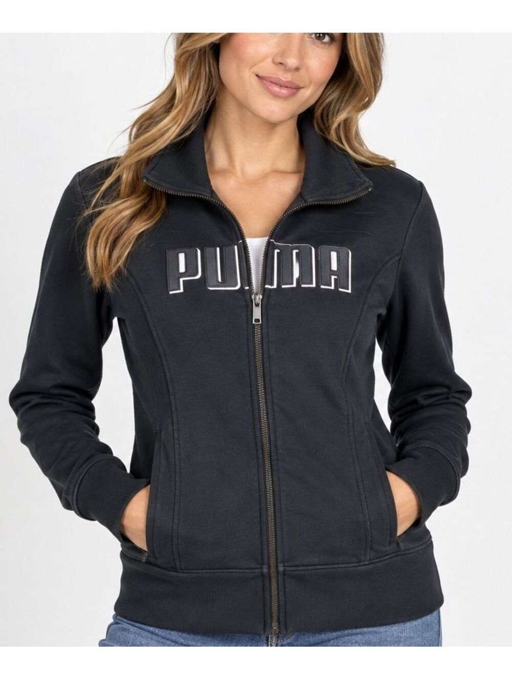 Vintage Y2K PUMA Women's M Black Sport Lifestyle Full Zip Track Jacket